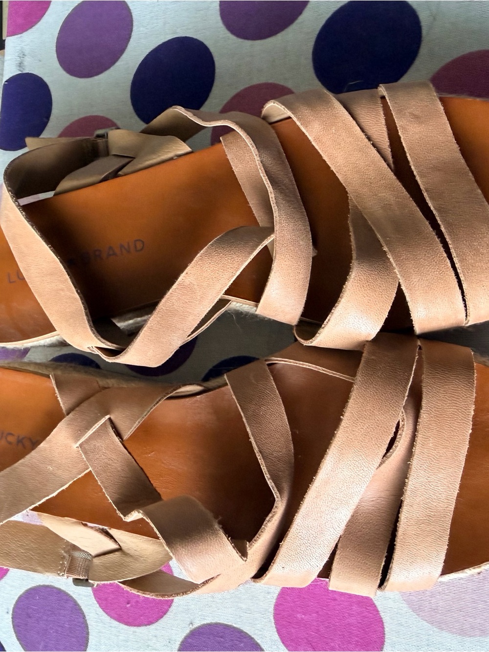 Lucky Brand Nude Tan Leather Strappy Sandals